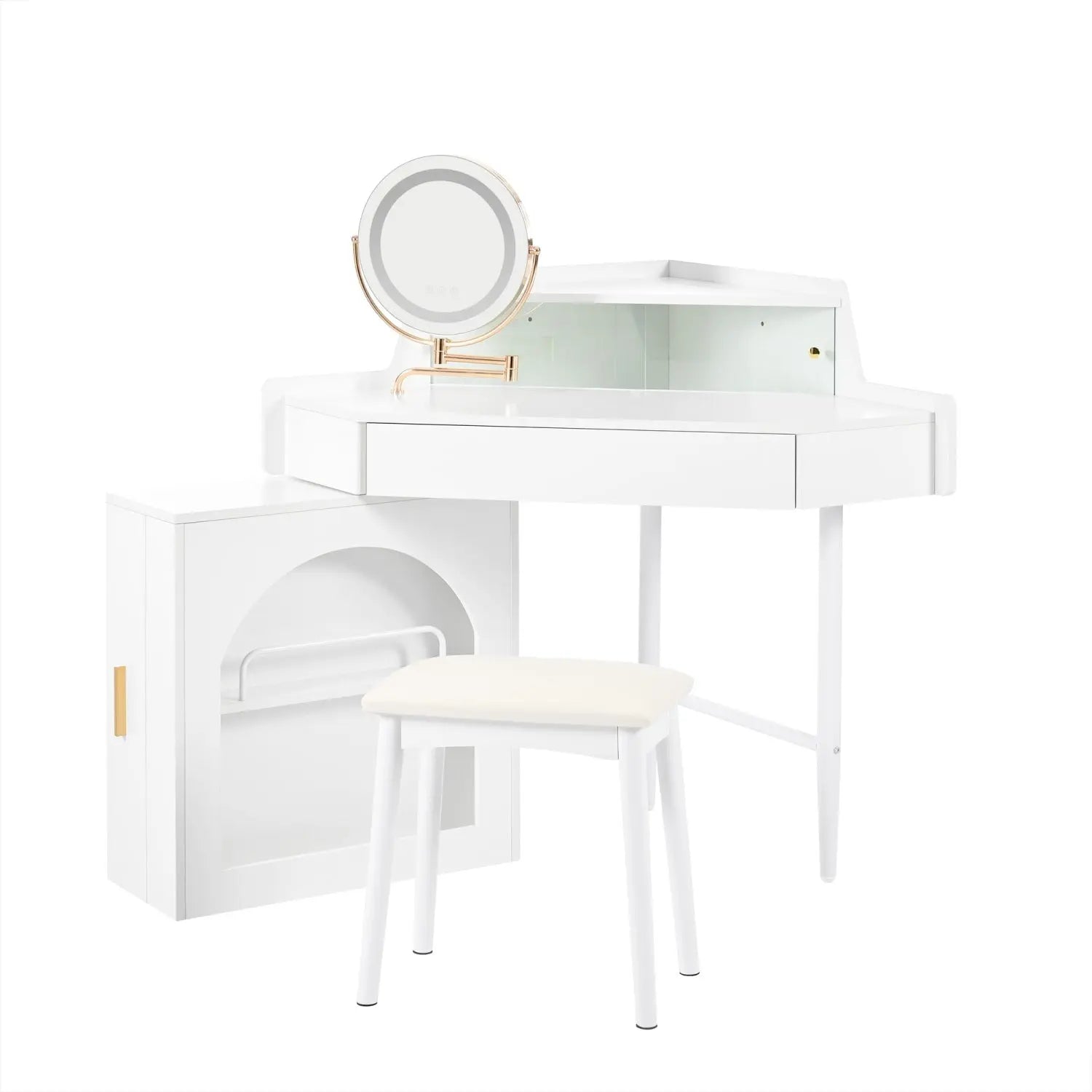 56" White Wood Mirrored Vanity Table Homeroots Living Room
