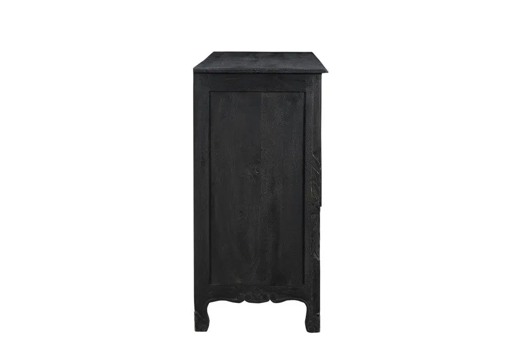 57" Black Solid Wood Seven Drawer Dresser Homeroots Bed & Bath