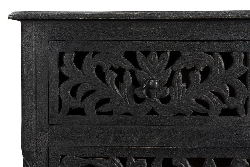 57" Black Solid Wood Seven Drawer Dresser Homeroots Bed & Bath
