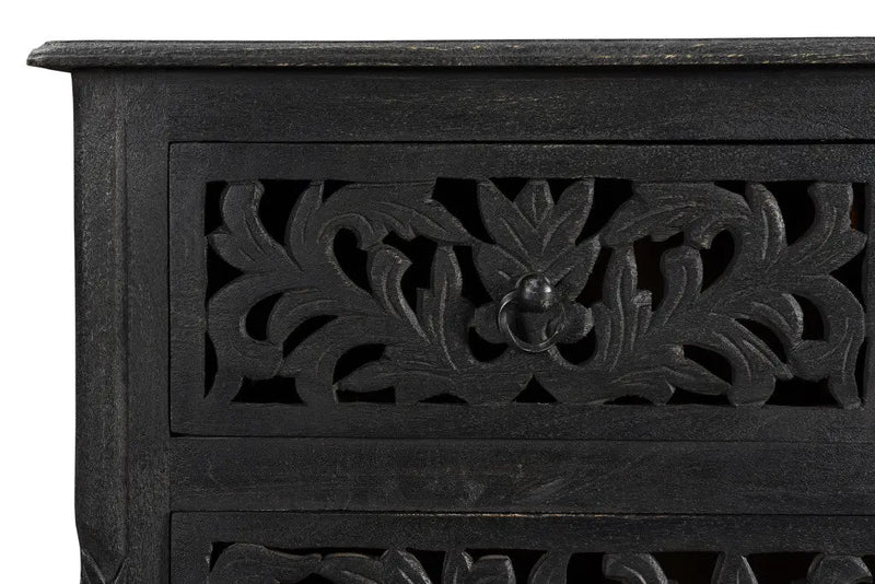57" Black Solid Wood Seven Drawer Dresser Homeroots Bed & Bath