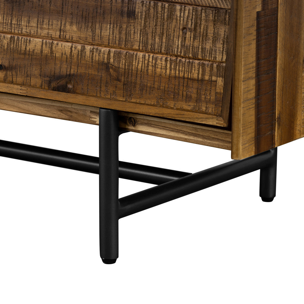 57" Brown and Black Solid Wood Six Drawer Double Dresser - GreatEagleInc