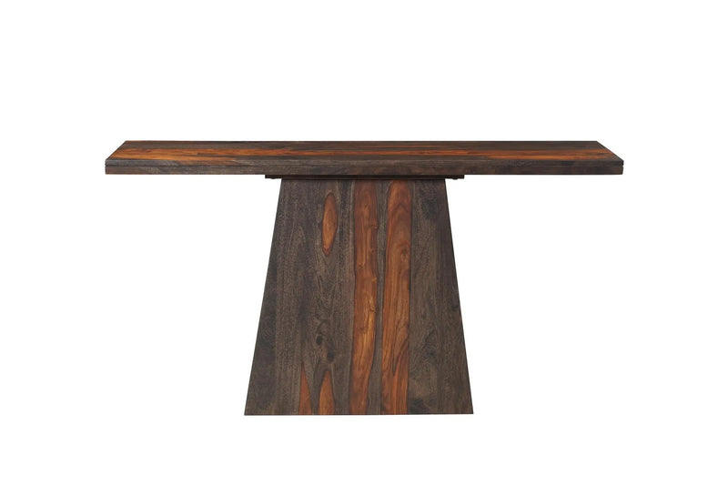 57" Dark Brown Solid Wood Pedestal Console Table Homeroots