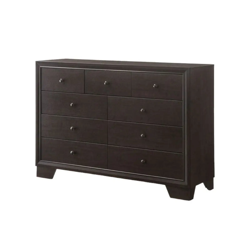 57" Espresso Wood Nine Drawer Double Dresser Homeroots Bed & Bath