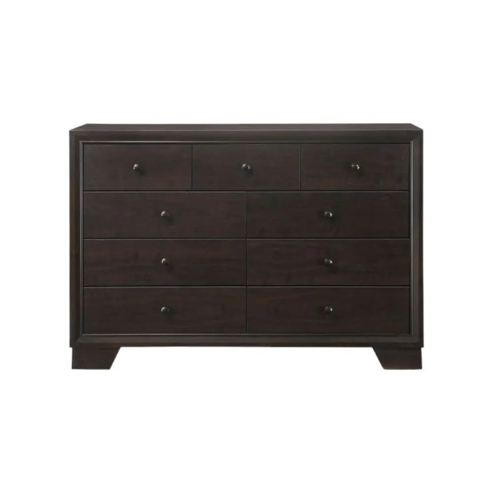 57" Espresso Wood Nine Drawer Double Dresser Homeroots Bed & Bath