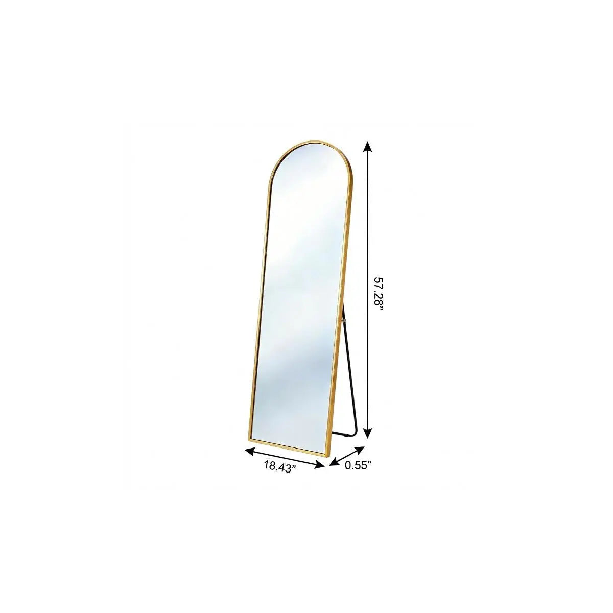 57" Gold Aluminum Arch Freestanding And Wall Mounted Framed Full Length Mirror Homeroots Bed & Bath