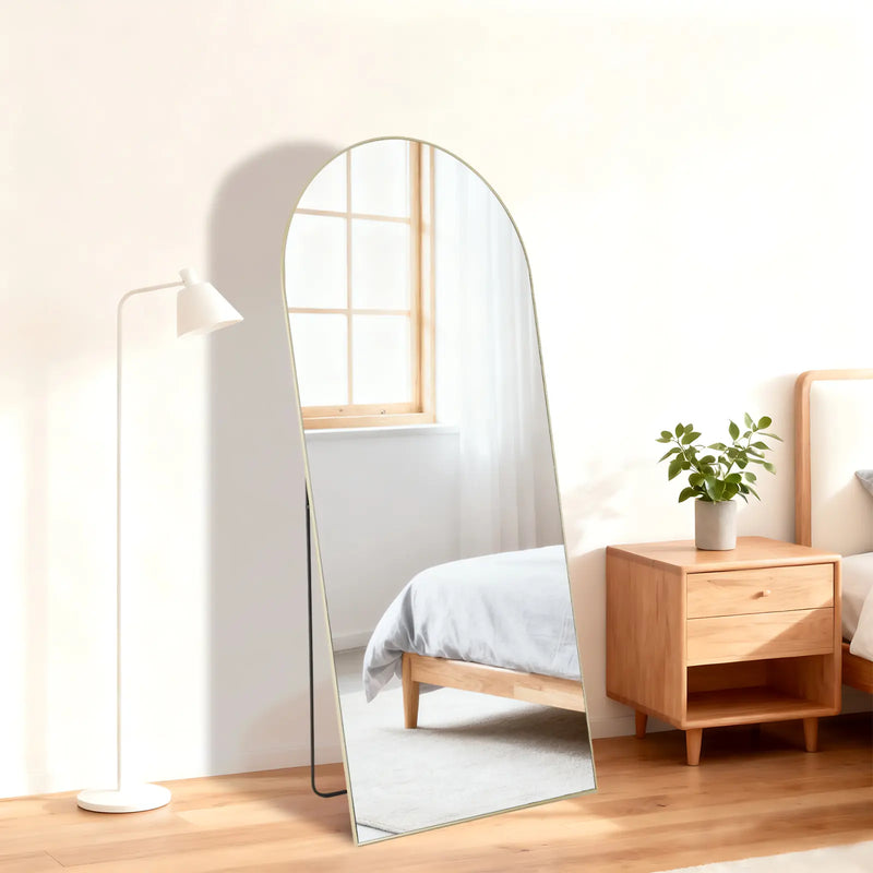 57" Gold Aluminum Arch Freestanding And Wall Mounted Framed Full Length Mirror Homeroots Bed & Bath