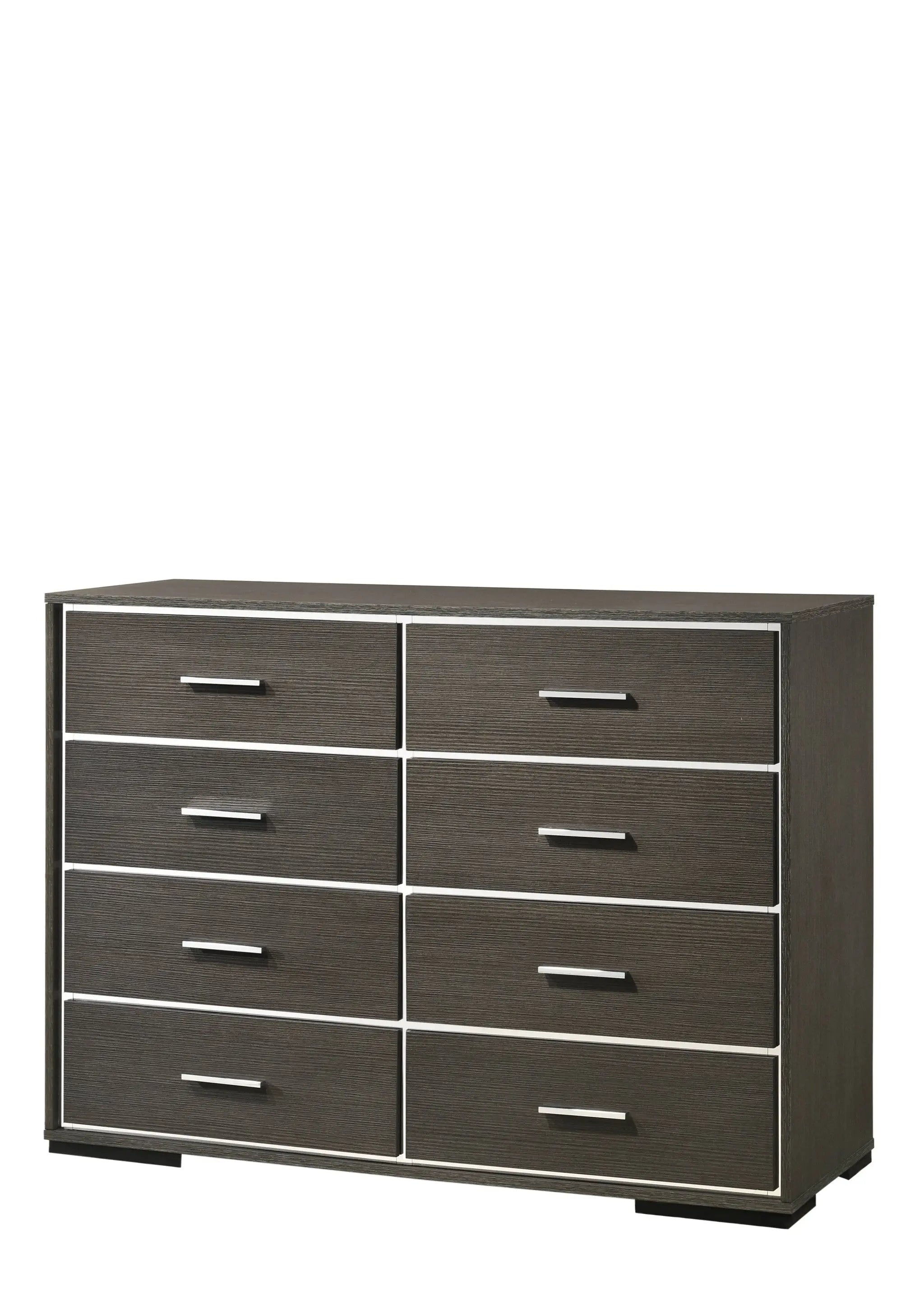 57" Gray Solid and Manufactured Wood Eight Drawer Double Dresser - GreatEagleInc