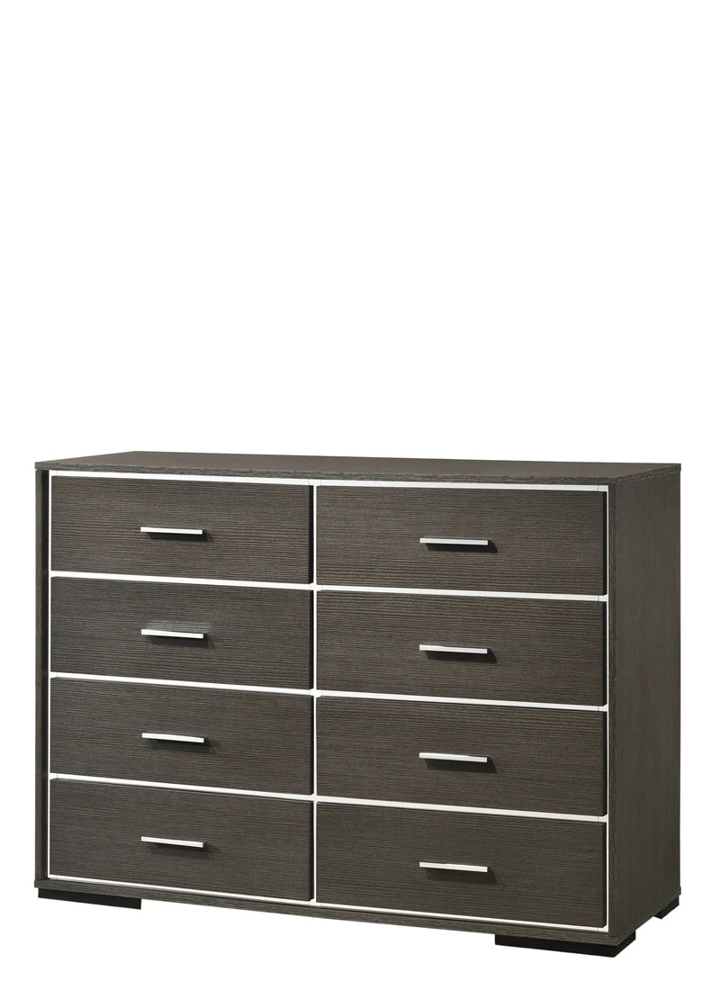 57" Gray Solid and Manufactured Wood Eight Drawer Double Dresser - GreatEagleInc
