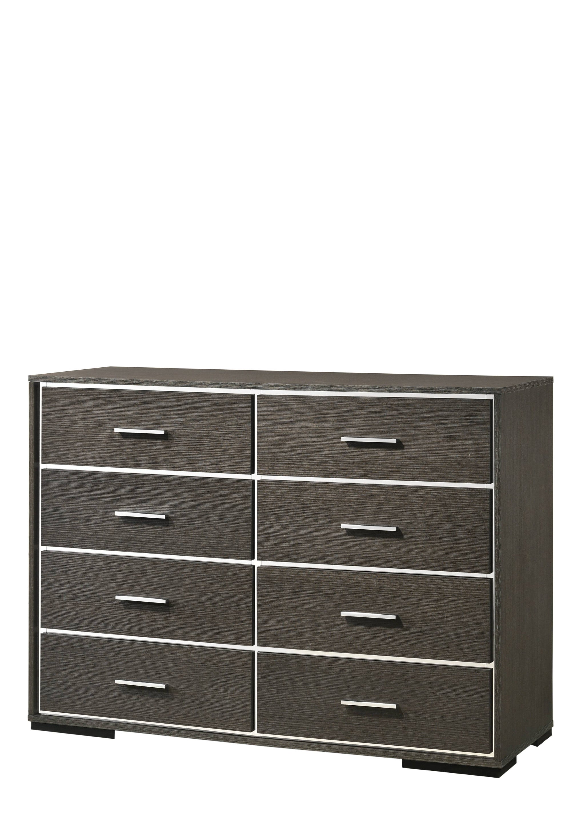 57" Gray Solid and Manufactured Wood Eight Drawer Double Dresser - GreatEagleInc