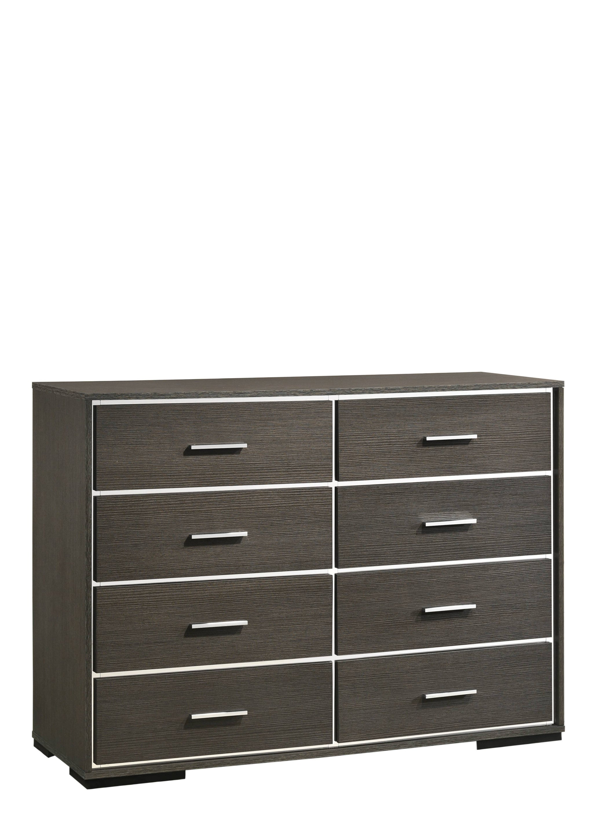 57" Gray Solid and Manufactured Wood Eight Drawer Double Dresser - GreatEagleInc