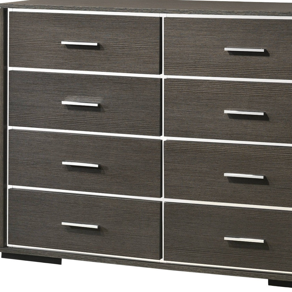 57" Gray Solid and Manufactured Wood Eight Drawer Double Dresser - GreatEagleInc