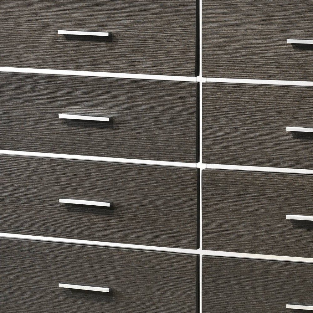 57" Gray Solid and Manufactured Wood Eight Drawer Double Dresser - GreatEagleInc