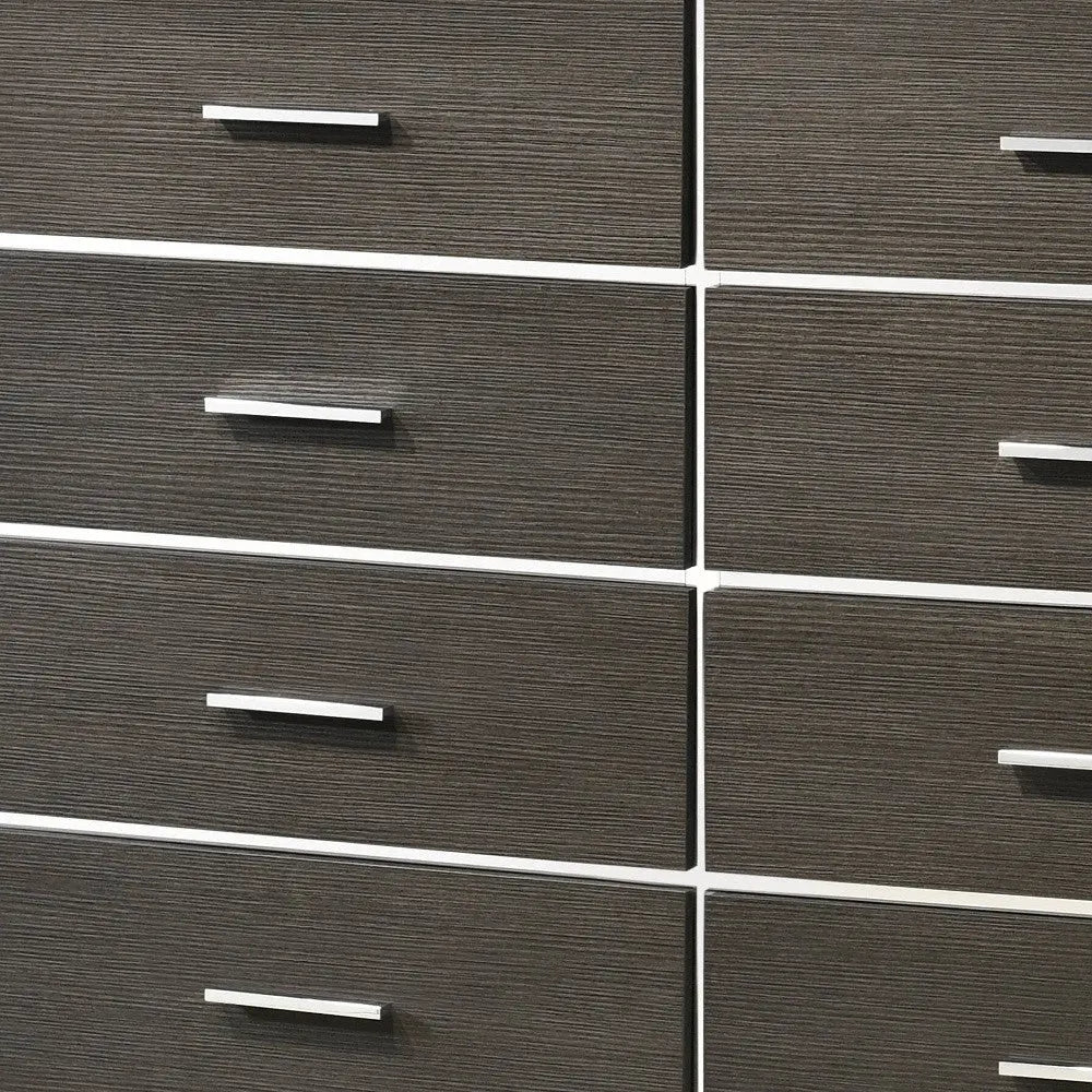 57" Gray Solid and Manufactured Wood Eight Drawer Double Dresser - GreatEagleInc