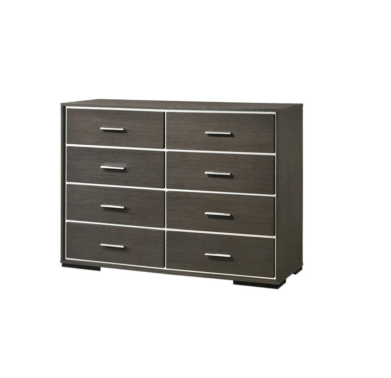 57" Gray Solid and Manufactured Wood Eight Drawer Double Dresser - GreatEagleInc