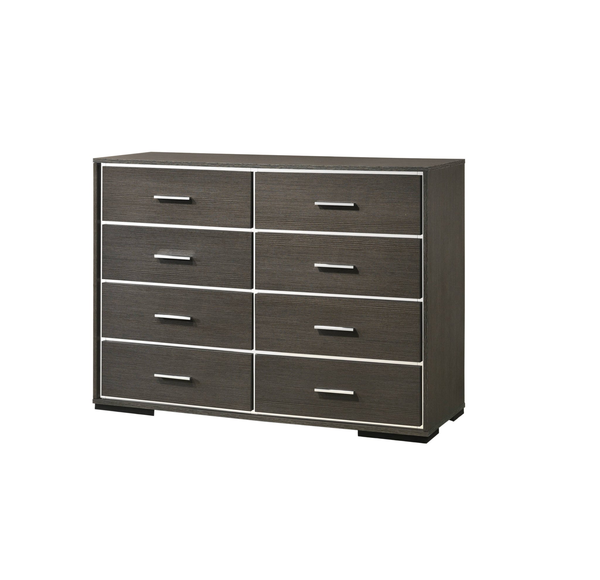 57" Gray Solid and Manufactured Wood Eight Drawer Double Dresser - GreatEagleInc
