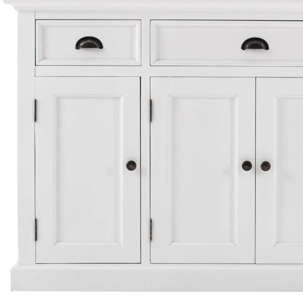 57" White Solid Wood Three Drawer Sideboard Homeroots Kitchen & Dining