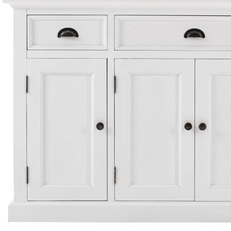 57" White Solid Wood Three Drawer Sideboard Homeroots Kitchen & Dining
