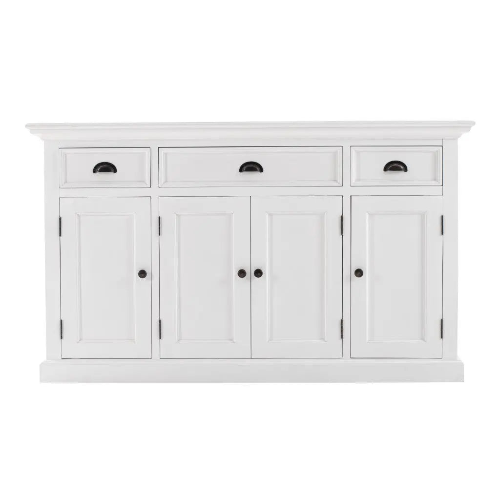 57" White Solid Wood Three Drawer Sideboard Homeroots Kitchen & Dining