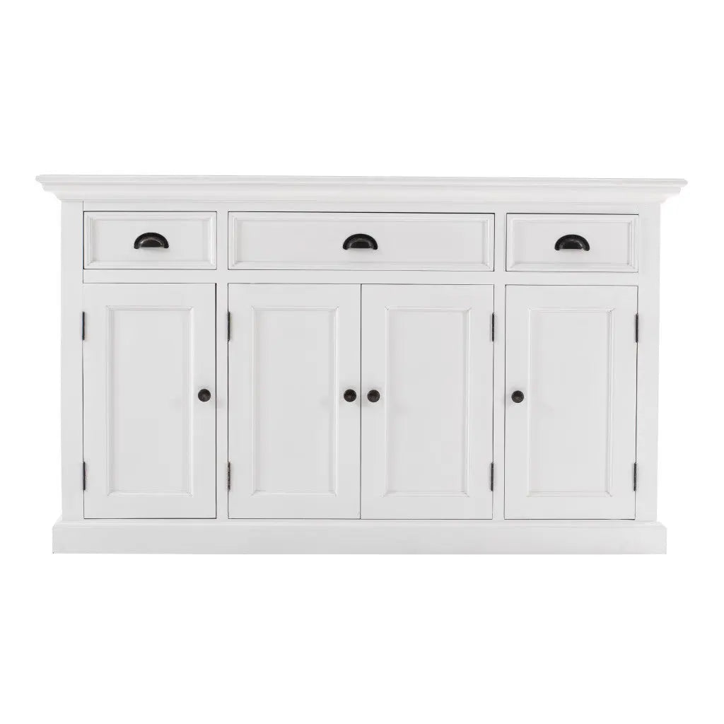 57" White Solid Wood Three Drawer Sideboard Homeroots Kitchen & Dining