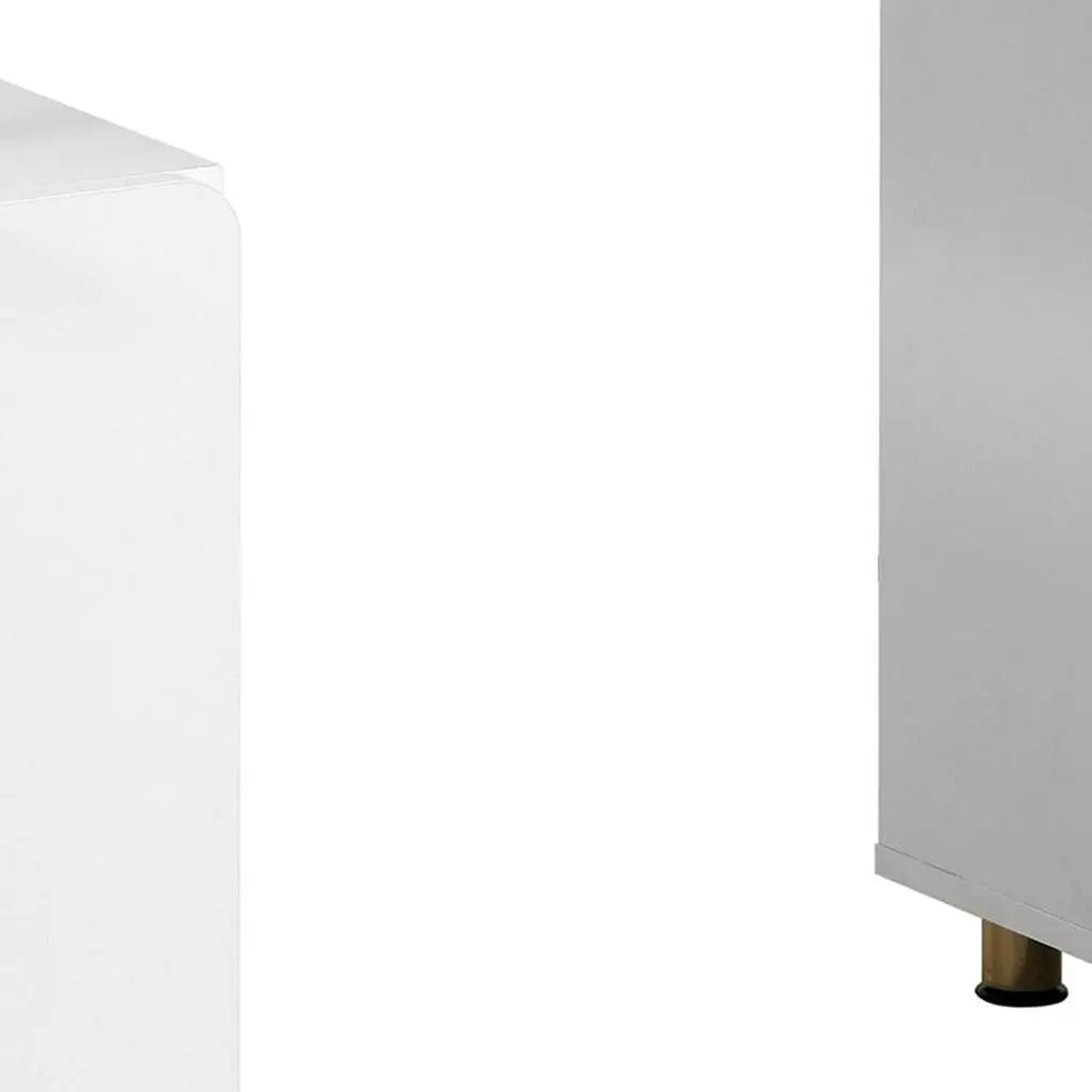 57" White Wood and Stainless Steel Computer Desk With Three Drawers Homeroots Office