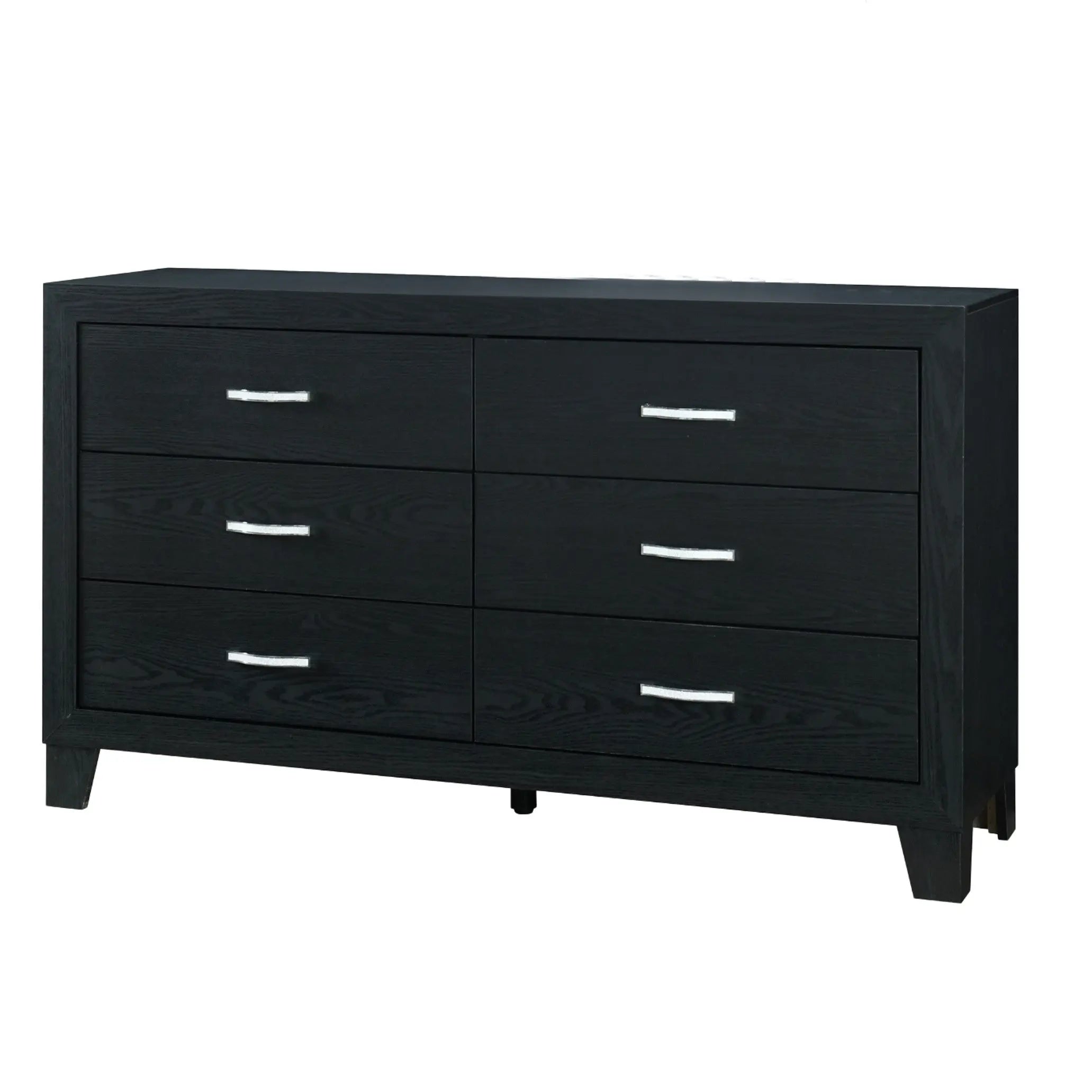 58" Black Wood Six Drawer Double Dresser Homeroots Bed & Bath