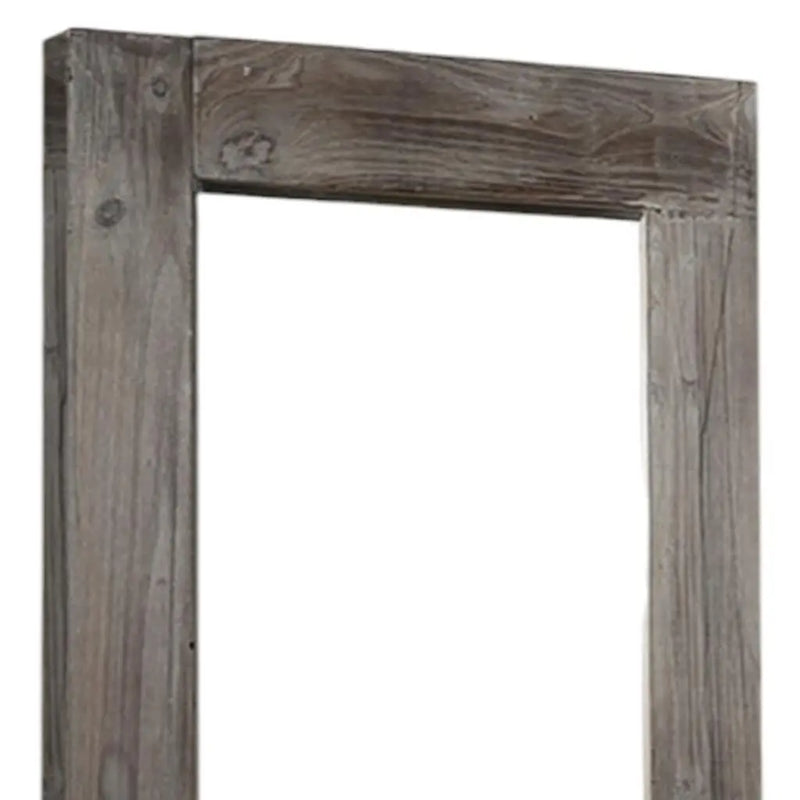 58" Dark Brown Solid Wood Wall Mounted And Freestanding Framed Accent Mirror Homeroots Bed & Bath