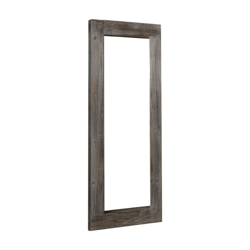 58" Dark Brown Solid Wood Wall Mounted And Freestanding Framed Accent Mirror Homeroots Bed & Bath