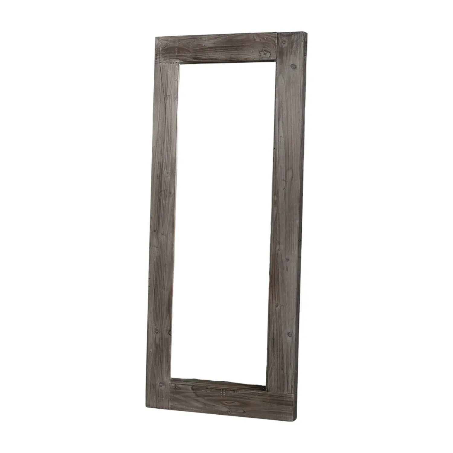 58" Dark Brown Solid Wood Wall Mounted And Freestanding Framed Accent Mirror Homeroots Bed & Bath