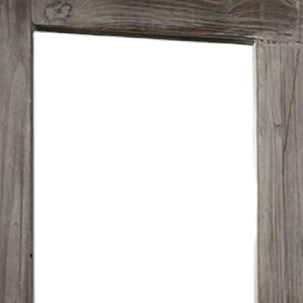 58" Dark Brown Solid Wood Wall Mounted And Freestanding Framed Accent Mirror Homeroots Bed & Bath