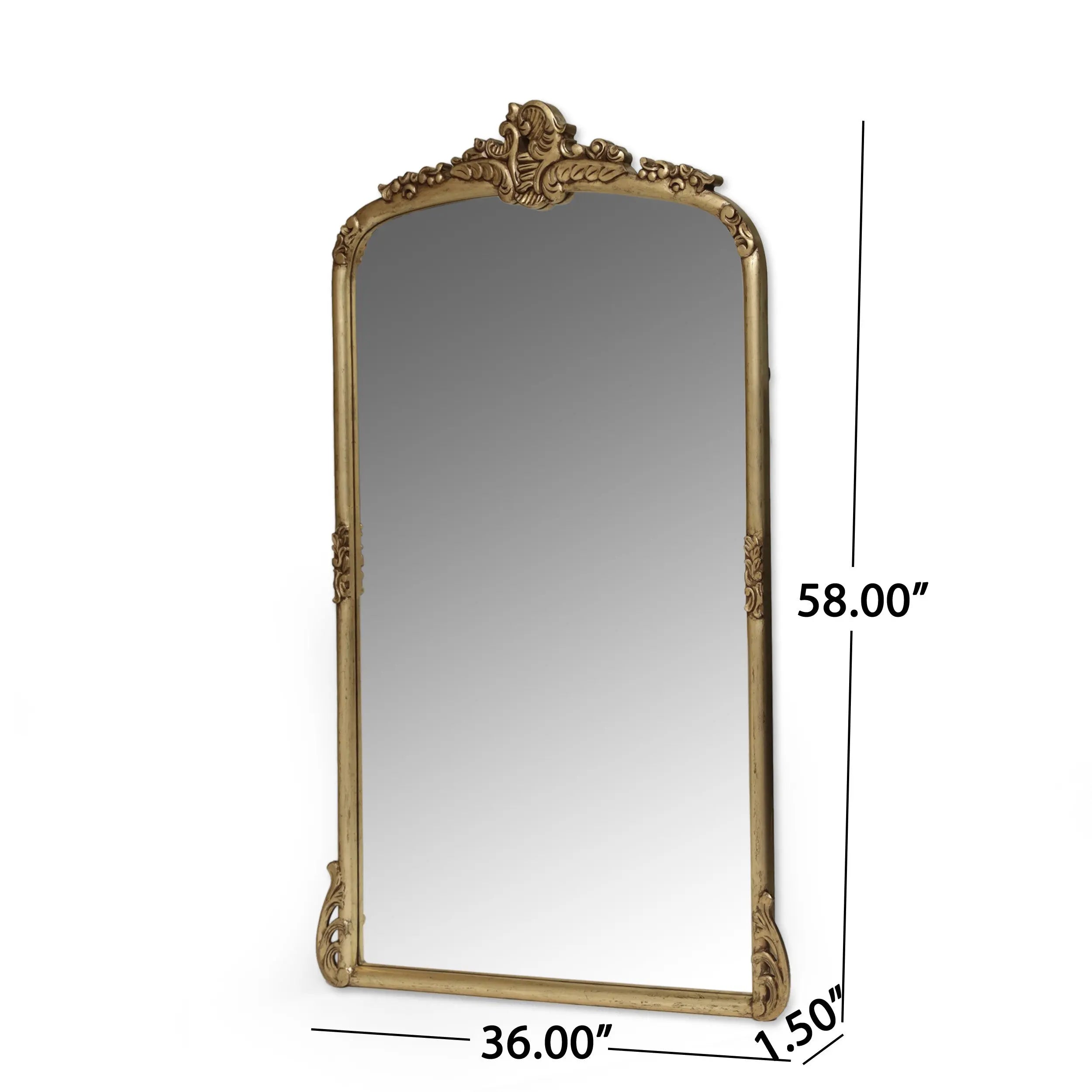 58" Gold Wood Leaning Framed Standing Mirror Homeroots Bed & Bath