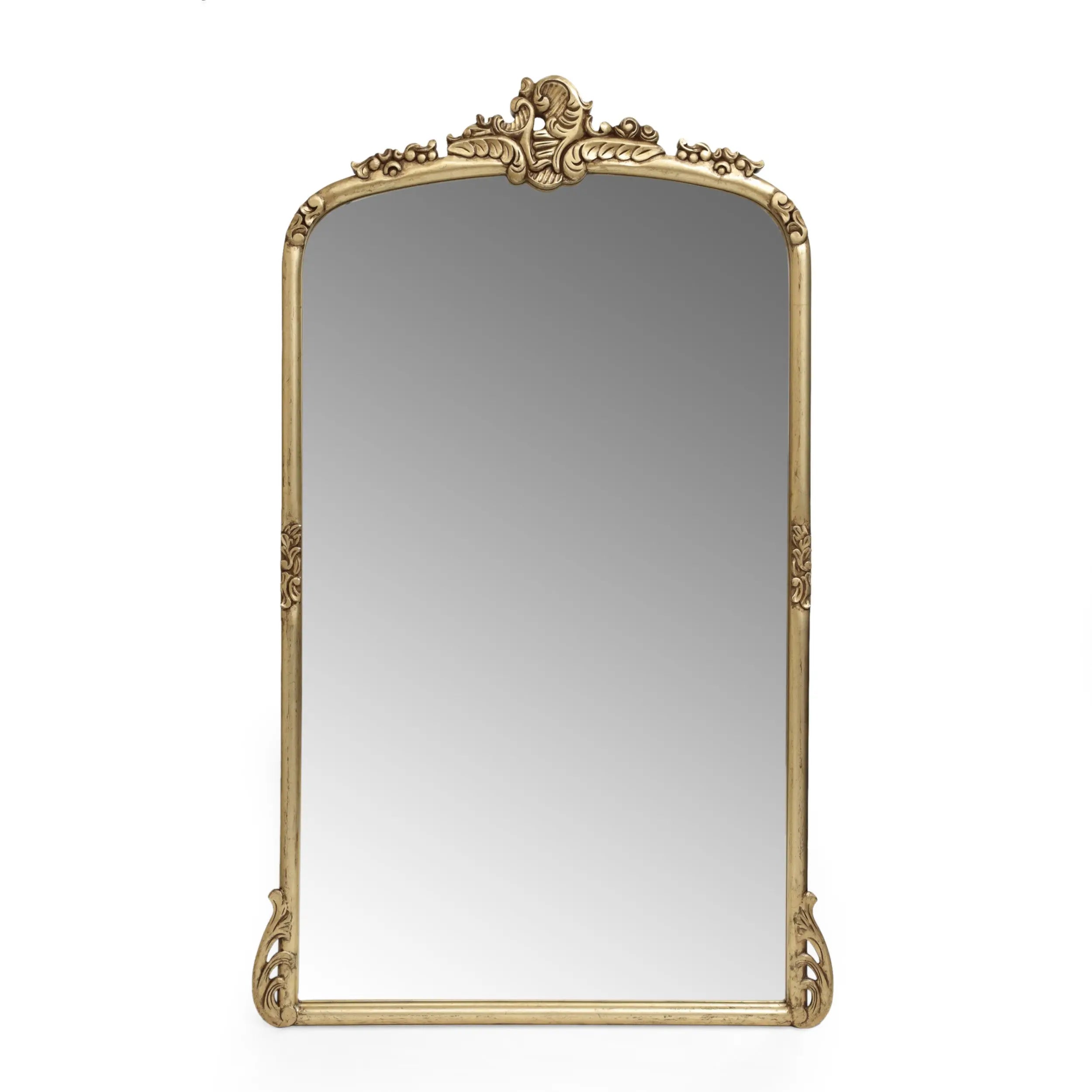 58" Gold Wood Leaning Framed Standing Mirror Homeroots Bed & Bath