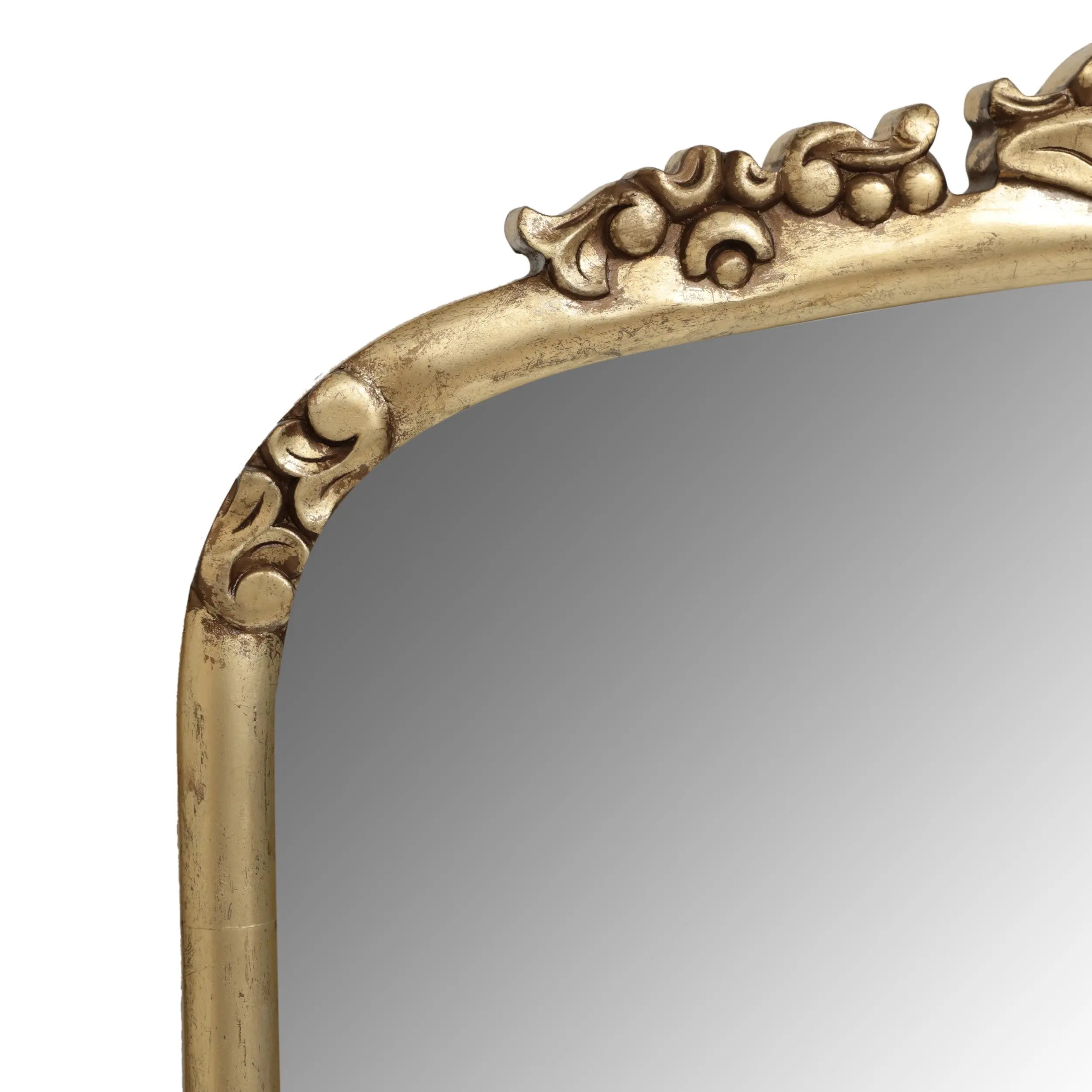 58" Gold Wood Leaning Framed Standing Mirror Homeroots Bed & Bath