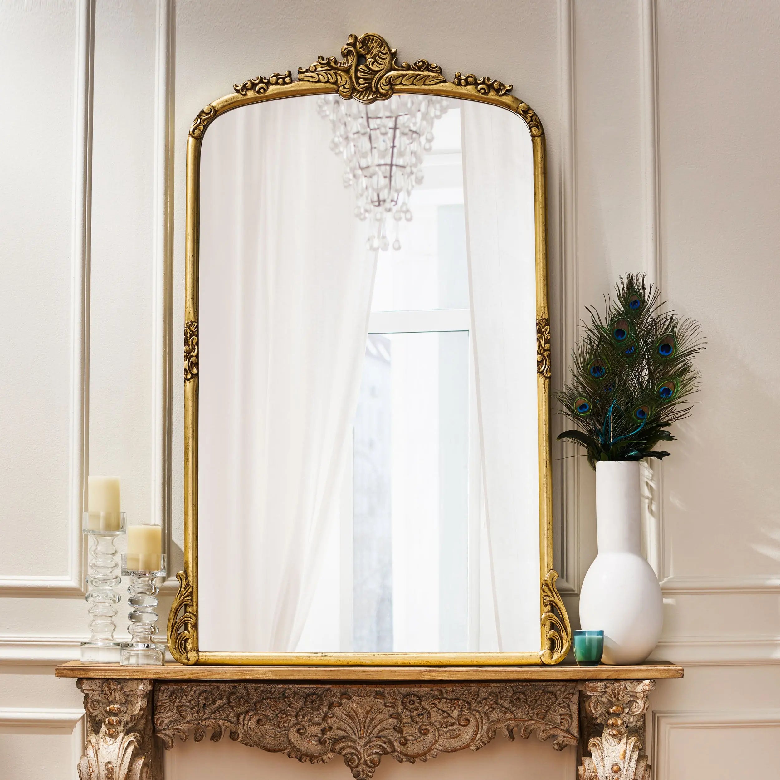 58" Gold Wood Leaning Framed Standing Mirror Homeroots Bed & Bath