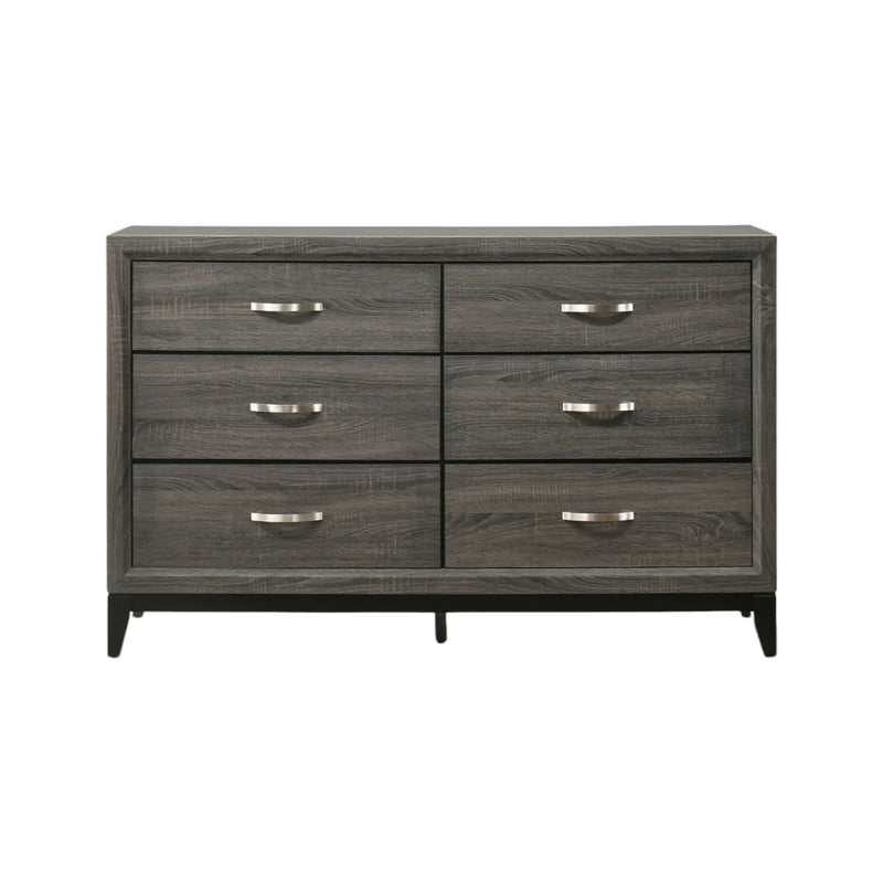 58" Gray Six Drawer Double Dresser Homeroots Bed & Bath