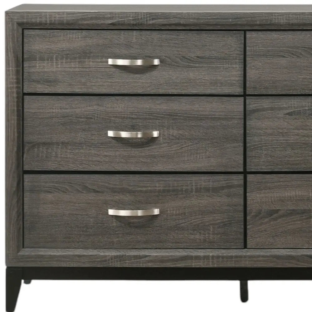 58" Gray Six Drawer Double Dresser Homeroots Bed & Bath