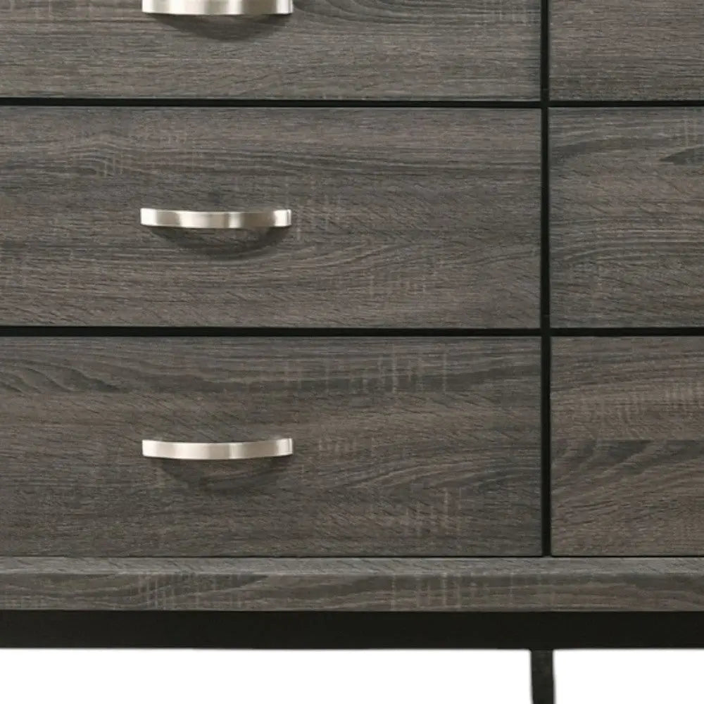 58" Gray Six Drawer Double Dresser Homeroots Bed & Bath