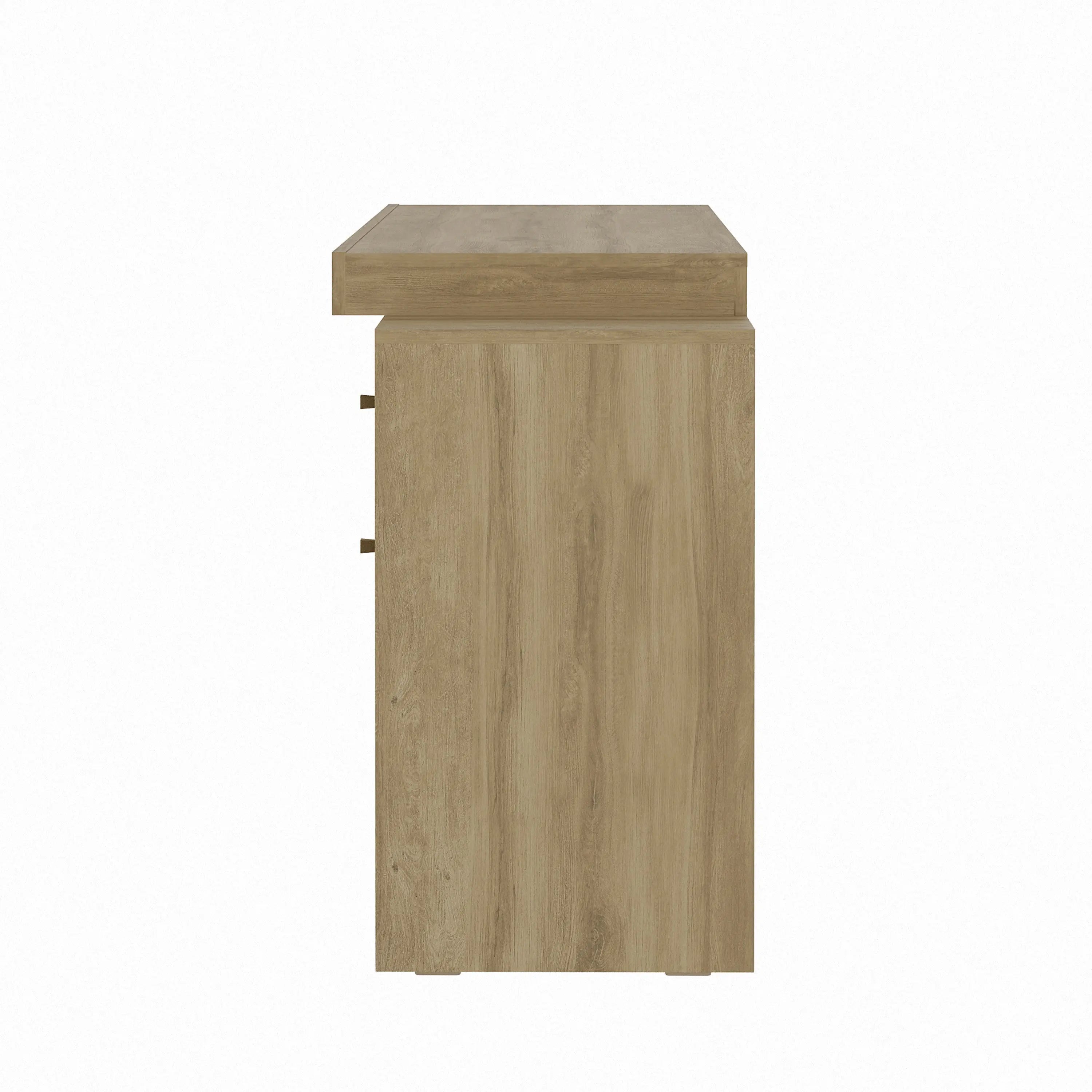 58" Oak Wood Writing Desk With Two Drawers Homeroots Office