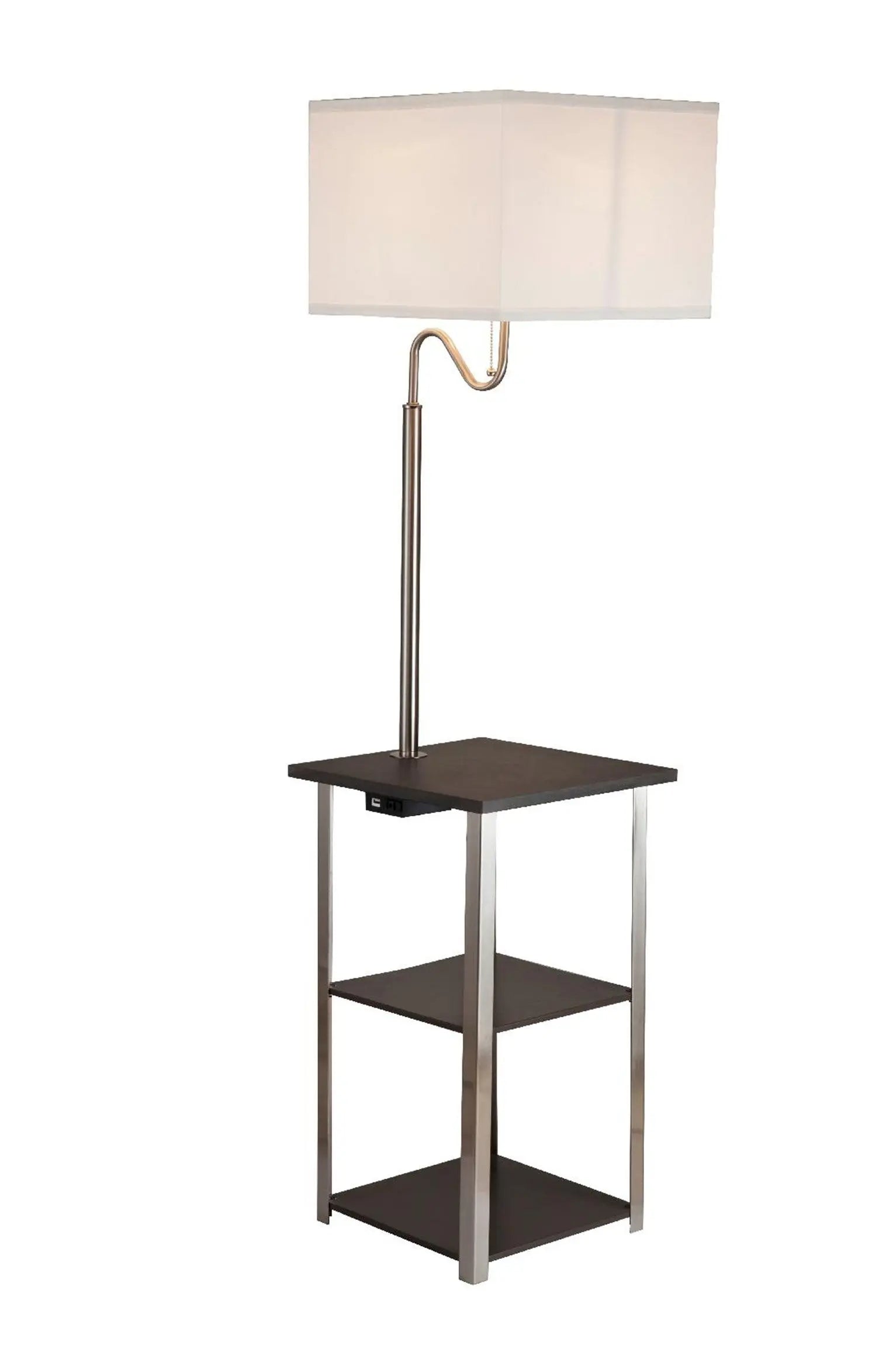 58" Steel Tray Table Floor Lamp With White Square Shade Homeroots Lighting