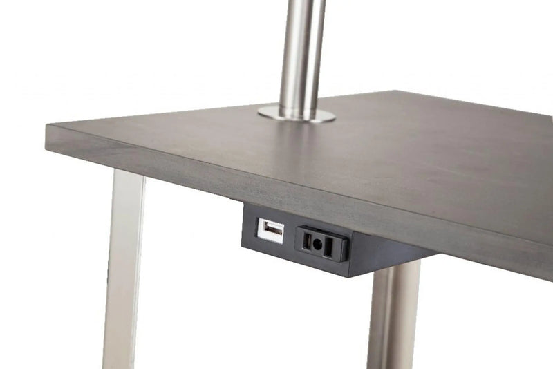 58" Steel Tray Table Floor Lamp With White Square Shade Homeroots Lighting