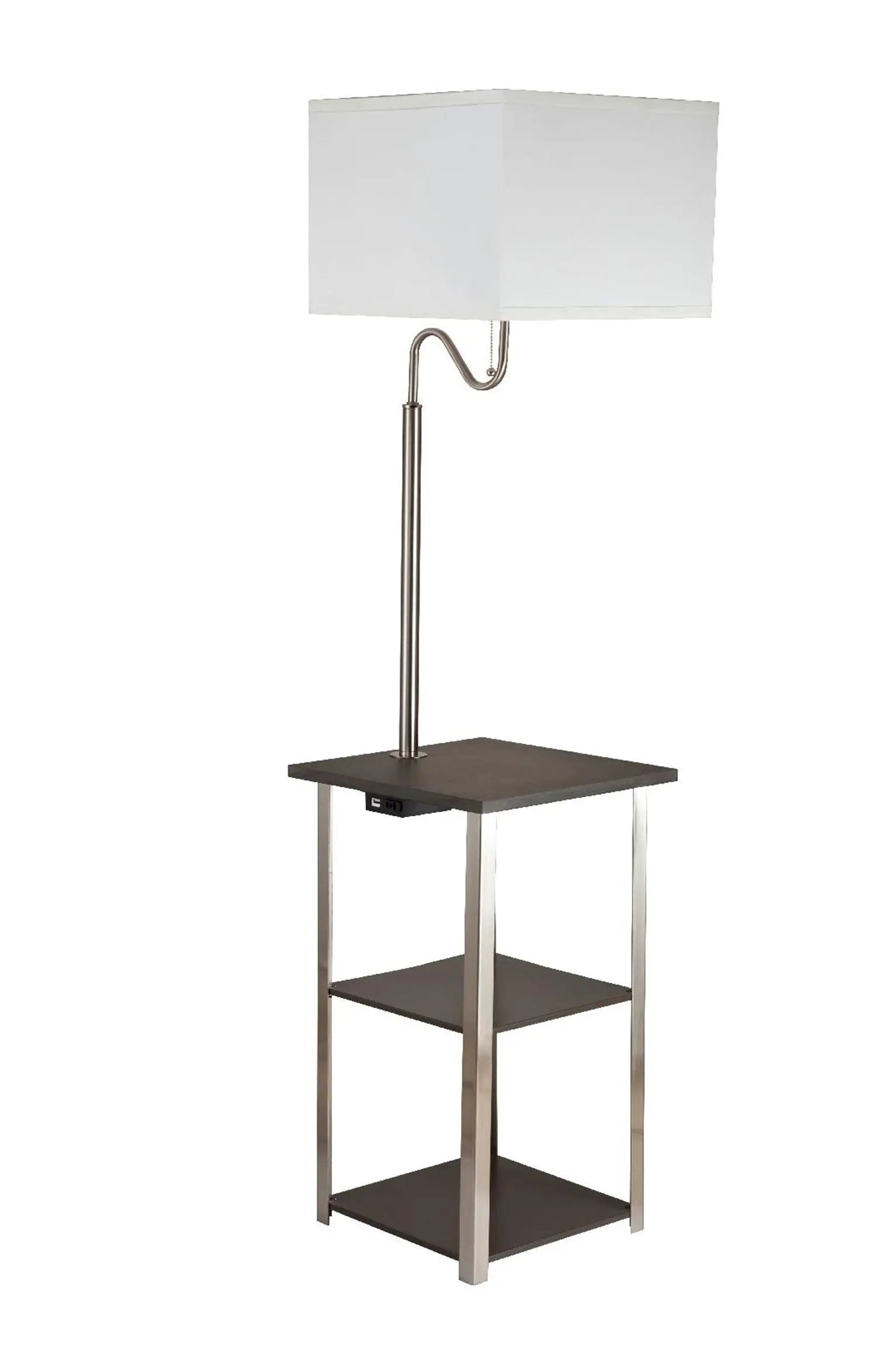 58" Steel Tray Table Floor Lamp With White Square Shade Homeroots Lighting