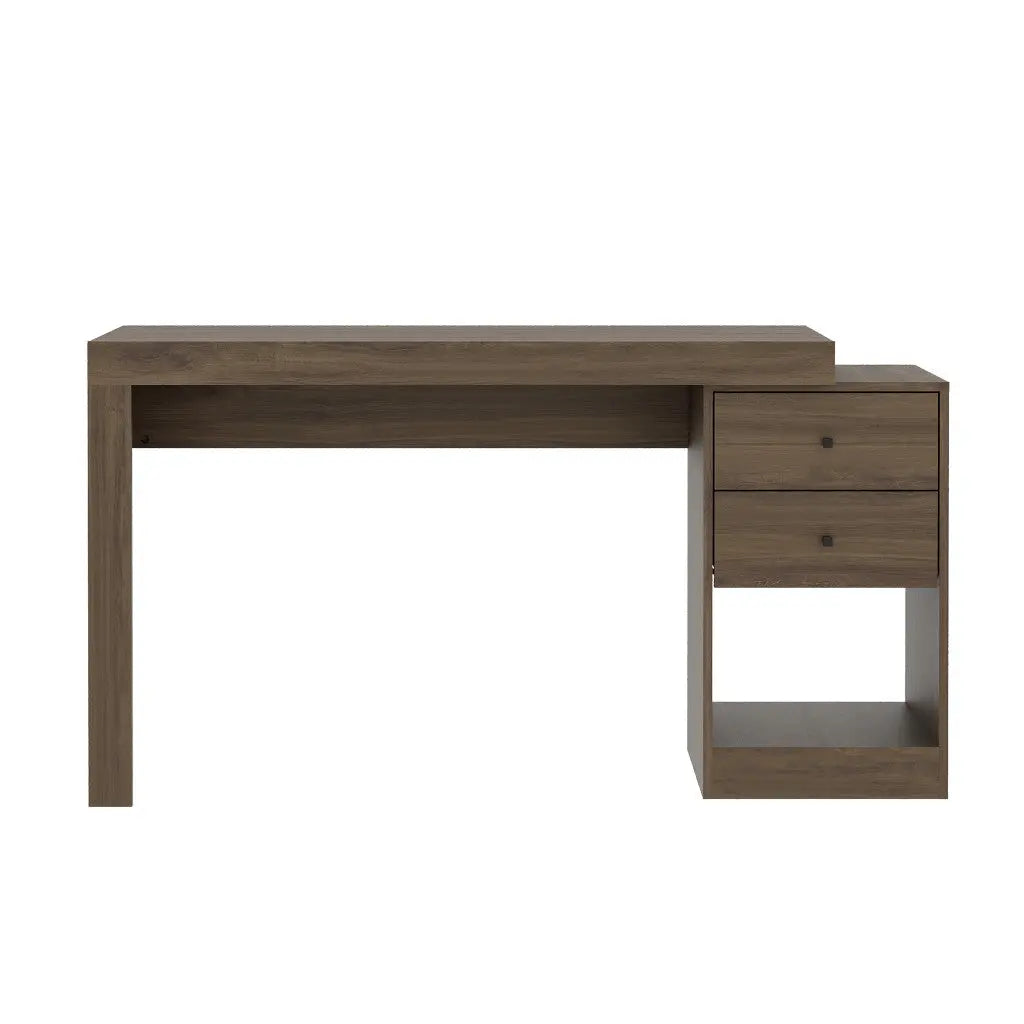 58" Walnut Wood Writing Desk With Two Drawers Homeroots Office