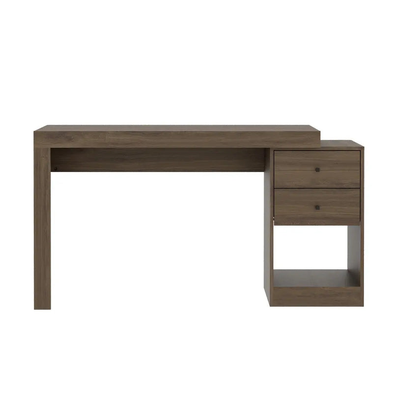 58" Walnut Wood Writing Desk With Two Drawers Homeroots Office