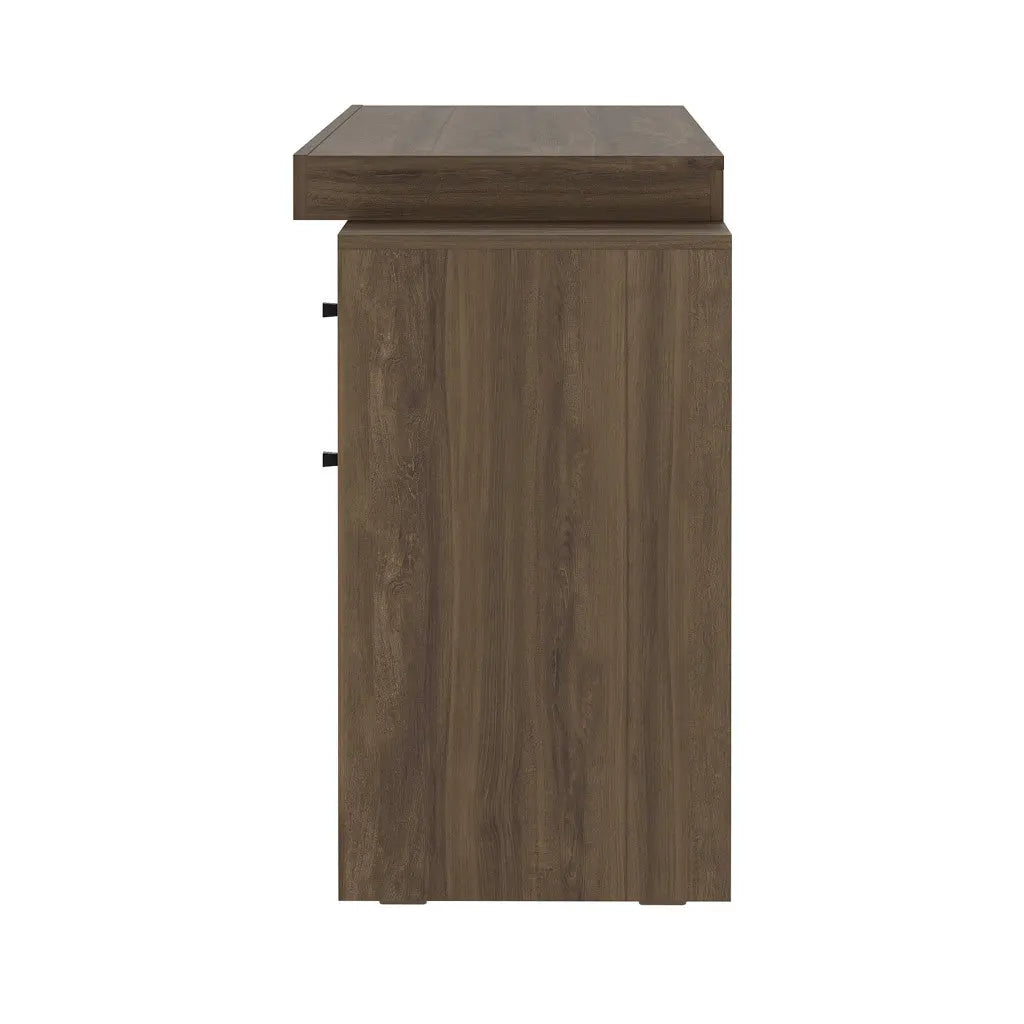 58" Walnut Wood Writing Desk With Two Drawers Homeroots Office