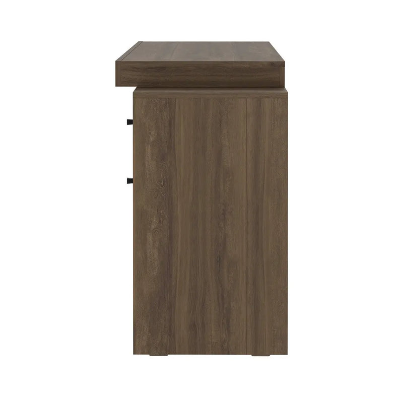 58" Walnut Wood Writing Desk With Two Drawers Homeroots Office