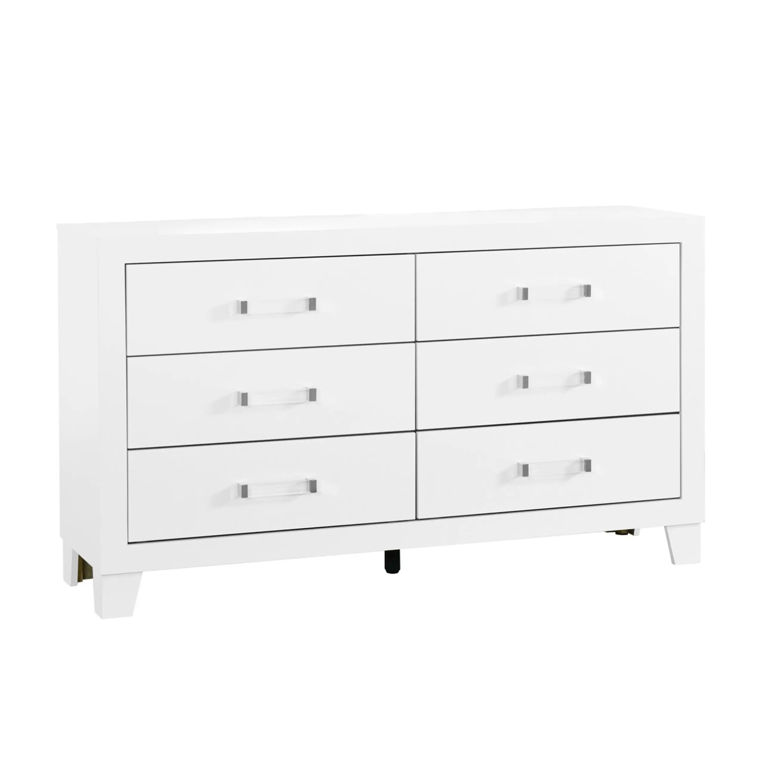 58" White Wood Six Drawer Double Dresser Homeroots Bed & Bath