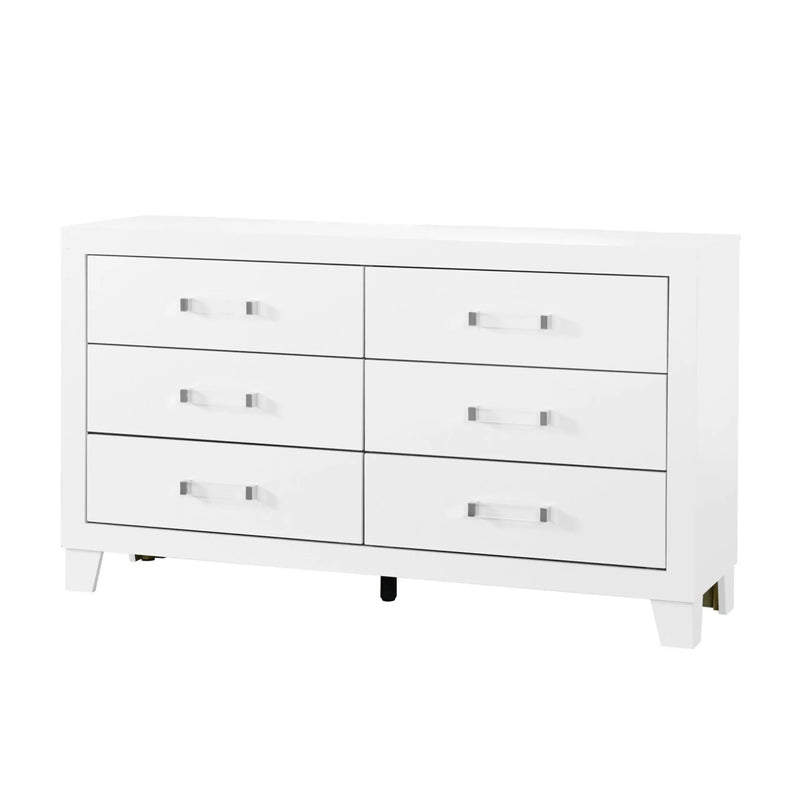 58" White Wood Six Drawer Double Dresser Homeroots Bed & Bath