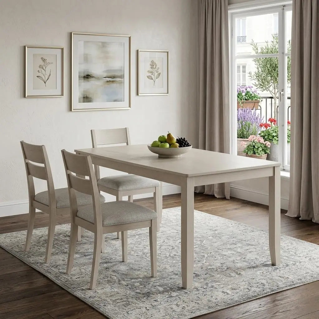 59" Antiqued White Wood Dining Table Homeroots Kitchen & Dining