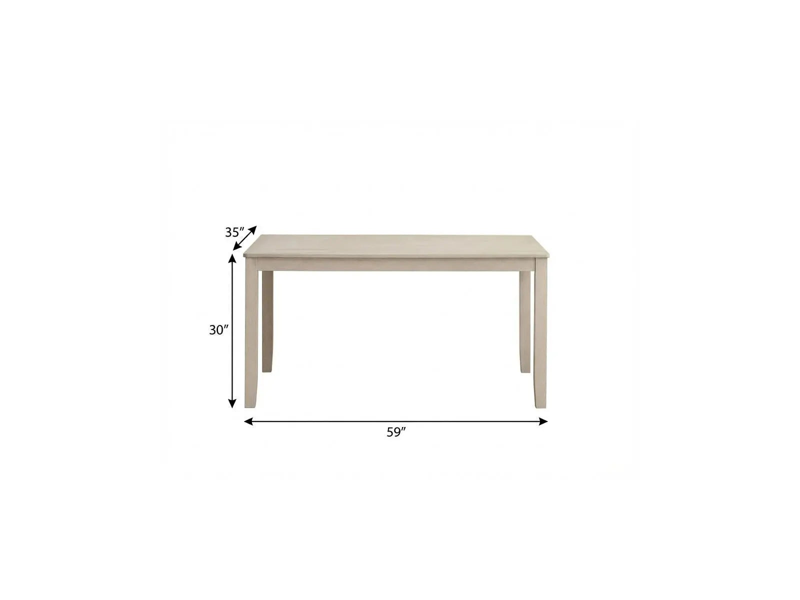 59" Antiqued White Wood Dining Table Homeroots Kitchen & Dining