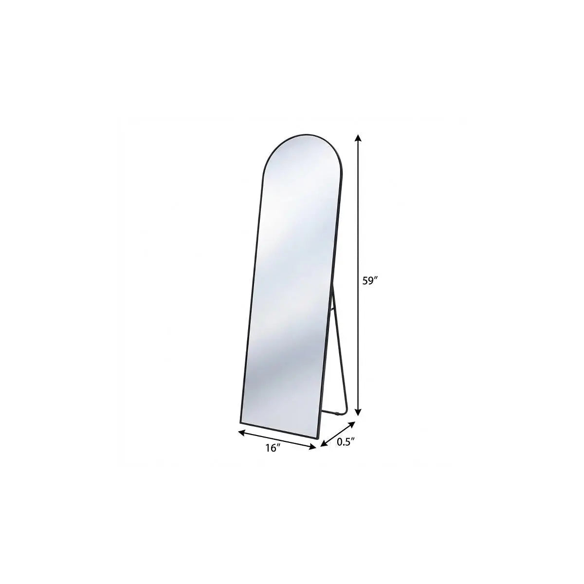 59" Black Aluminum Arch Freestanding And Wall Mounted Framed Full Length Mirror Homeroots Bed & Bath