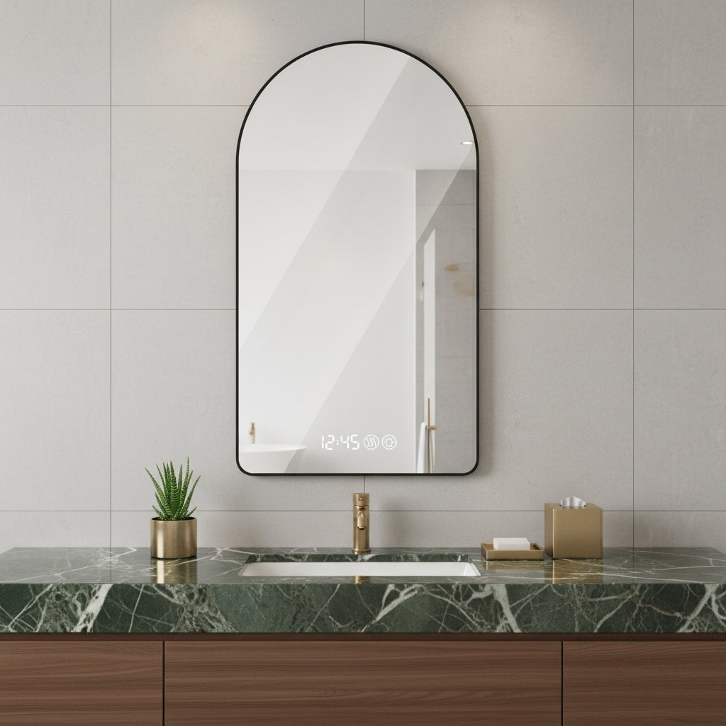 59" Black Aluminum Arch Lighted Framed Bathroom Vanity Mirror Homeroots Bed & Bath